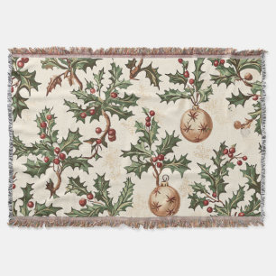 Poinsettia Floral Christmas Pattern (6) Throw Blanket