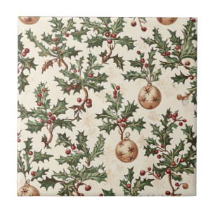 Poinsettia Floral Christmas Pattern (6) Tile