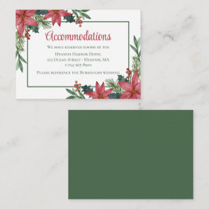 Poinsettia Floral Christmas Wedding Accommodations Enclosure Card