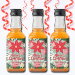 Poinsettia Floral Holiday Christmas Custom Mini Liquor Bottle Label<br><div class="desc">Stylish red and ivory poinsettias, berries and leaves and your greeting and personalisation in chic lettering, these MINI LIQUOR labels are perfect to put on your bottles to serve at your Christmas dinner party or to give as gifts. Red poinsettia is printed on the top but can be removed. Change...</div>