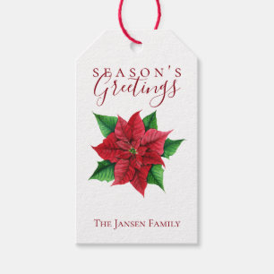 Poinsettia Floral Holiday Gift Tags