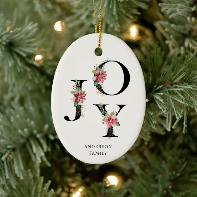 Poinsettia Floral Letters Holiday Monogram  Ceramic Tree Decoration (Tree)