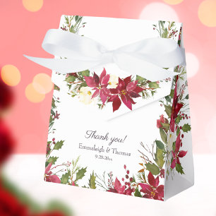 Poinsettia Floral Wedding   Scarlet Red Favour Box