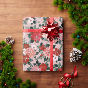 POINSETTIA FLORAL WRAPPING PAPER