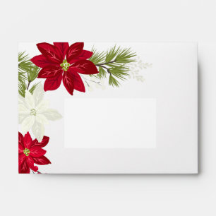 Poinsettia Flower and Pine Envelope