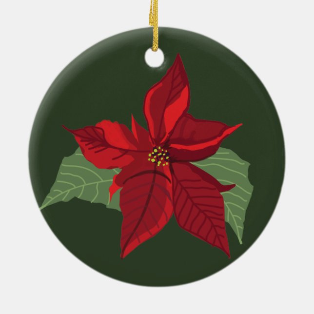 Poinsettia Flower- Christmas- Ceramic Ornament (Back)