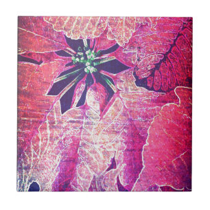 Poinsettia Flower Digital Art Tile