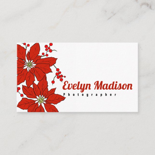 Poinsettia Flower hys6755 Business Card (Front)