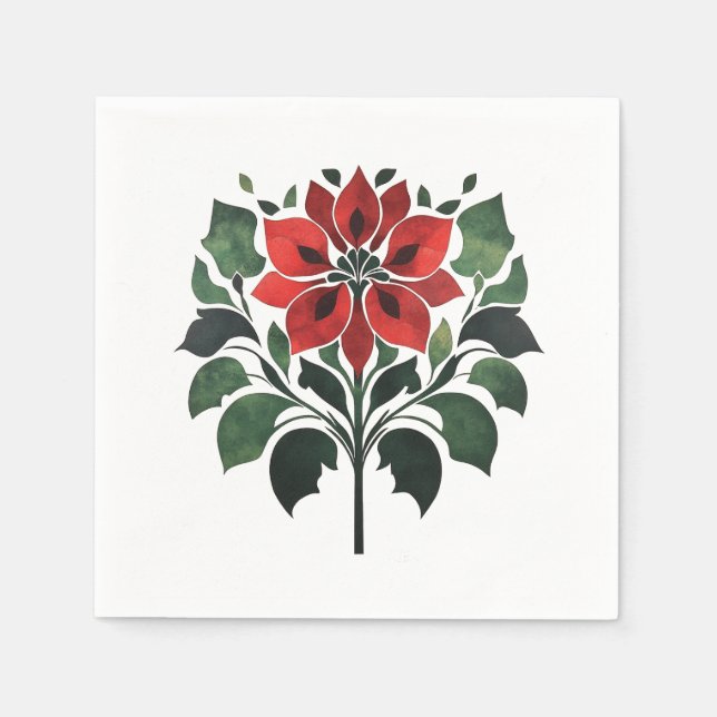 Poinsettia Flower Napkin (Front)