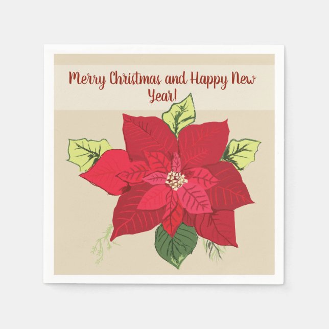 Poinsettia Flower  Napkins (Front)