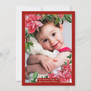 Poinsettia Flower Photo Holiday Card