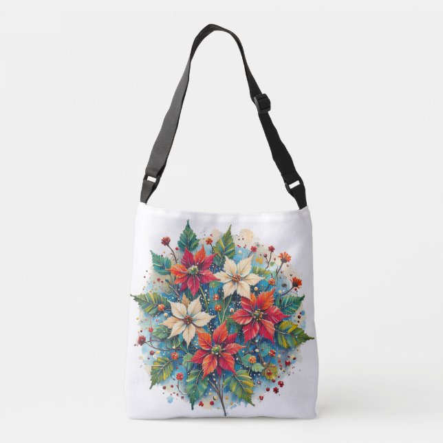 Poinsettia flowers crossbody bags (Back)