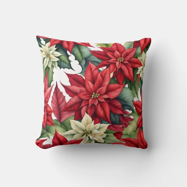 Poinsettia Flowers  Cushion (Front)
