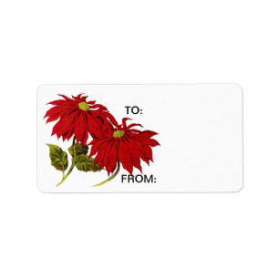 Poinsettia Flowers Label