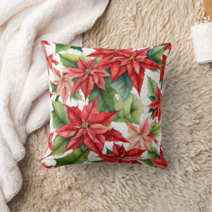 Poinsettia flowers pattern cushion