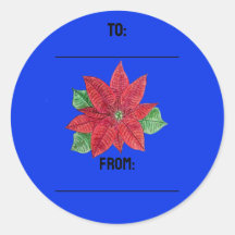 Poinsettia Gifting Stickers - Blue
