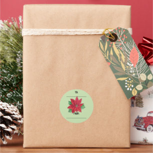Poinsettia Gifting Stickers - Mint Green