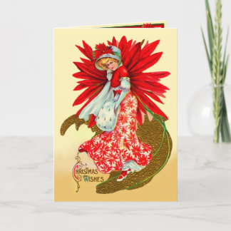 Poinsettia Girl Holiday Card