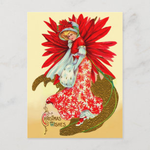Poinsettia Girl Postcard