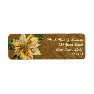 Poinsettia Gold Christmas Address Label