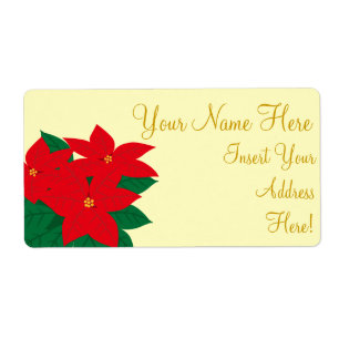 Poinsettia Gold Christmas Theme Sticker Labels