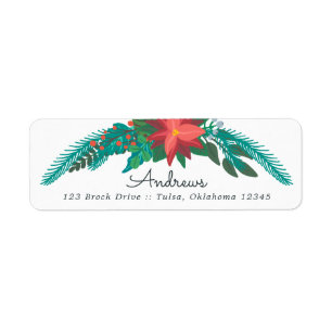 Poinsettia Greenery Return Address Label