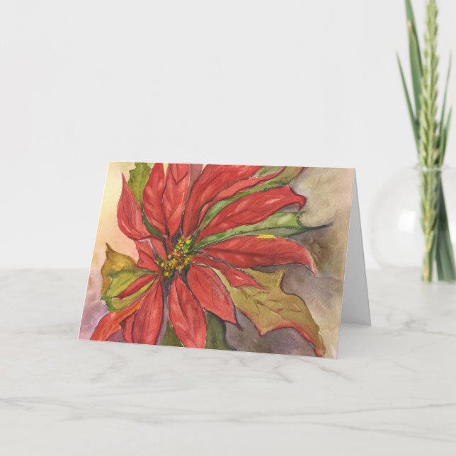 Poinsettia Greeting Card (Front)