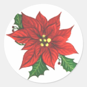 Poinsettia Greeting Card Sticker