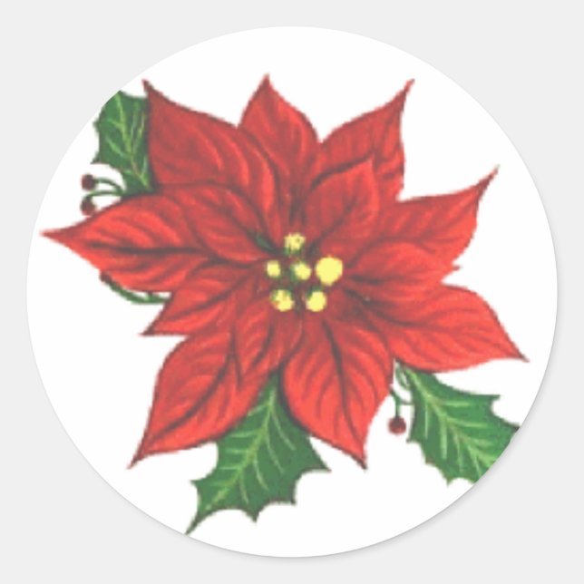 Poinsettia Greeting Card Sticker (Front)