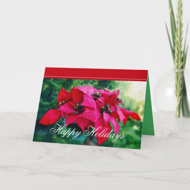 Poinsettia Happy Holidays Customer Card (Front)