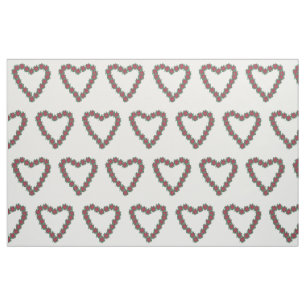 Poinsettia Hearts Red Green White Christmas Fabric