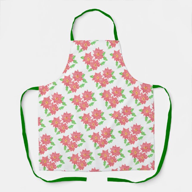 Poinsettia Holiday Apron (Front)