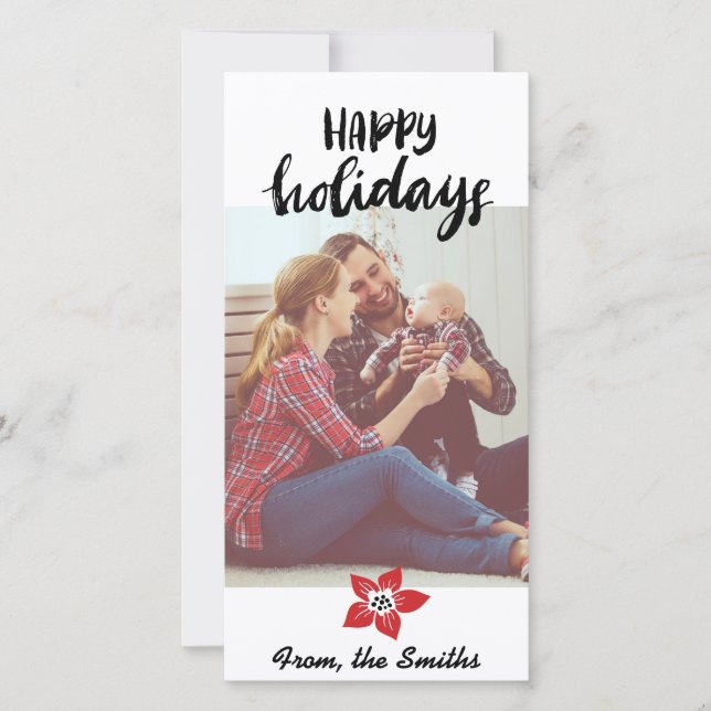 Poinsettia Holiday Card - Add your own photo (Front)