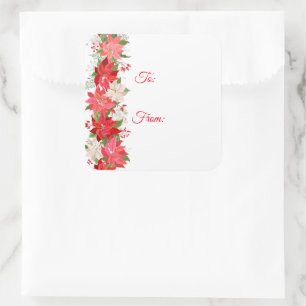 Poinsettia Holiday Christmas Sticker Gift Tags