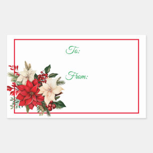Poinsettia Holiday Christmas Sticker Gift Tags
