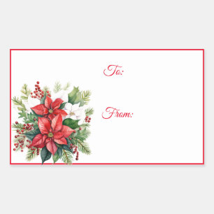 Poinsettia Holiday Christmas Sticker Gift Tags
