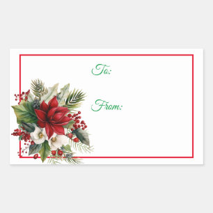 Poinsettia Holiday Christmas Sticker Gift Tags