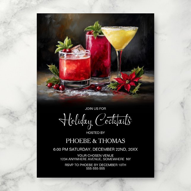 Poinsettia Holiday Cocktail Party Invitation (Creator Uploaded)