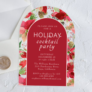 Poinsettia Holiday Floral Christmas Party Acrylic Invitations