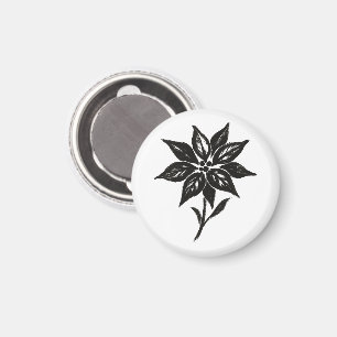 Poinsettia – Holiday Ink Brush Floral Design on Magnet