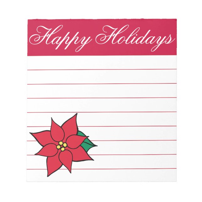 Poinsettia Holiday Notepad (Front)