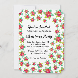 poinsettia holiday party invitation
