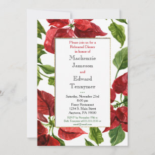 Poinsettia Holiday Rehearsal Dinner Invitation