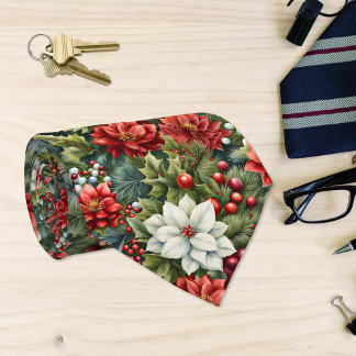 Poinsettia Holiday  Tie