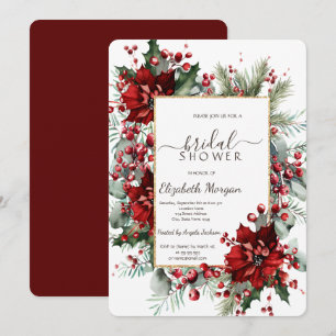 Poinsettia Holiday Winter Bridal Shower  Invitation