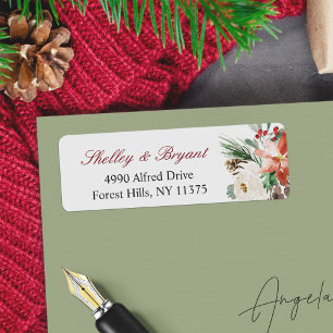 Poinsettia Holly Berry Ivory Floral Holiday Season
