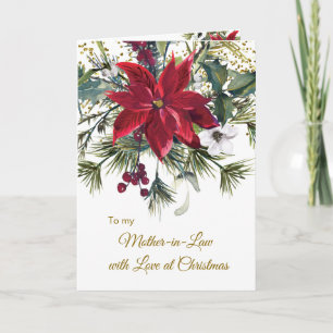 Poinsettia, holly Mother in-Law Christmas Holiday Card