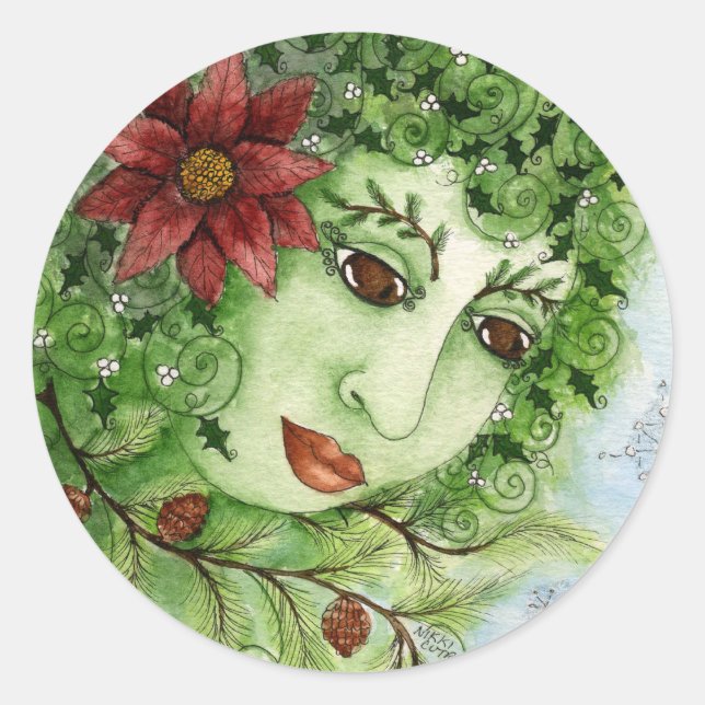 Poinsettia Holly Nymph Sticker (Front)