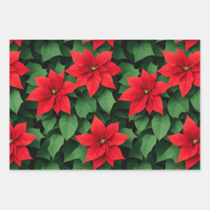Poinsettia , Holly, Xmas toys Christmas Background Wrapping Paper Sheet