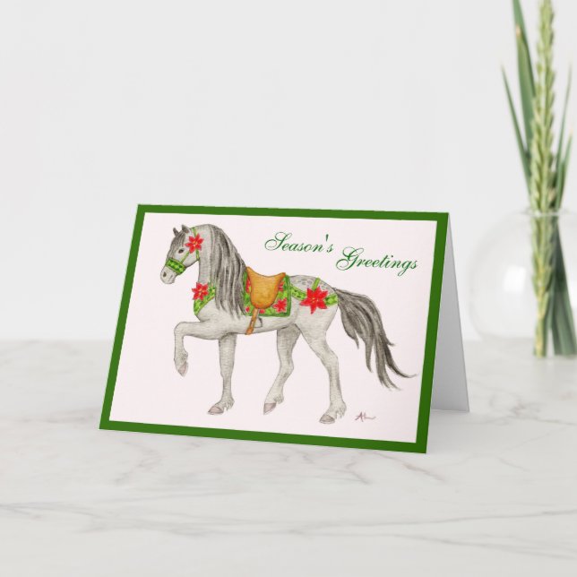 Poinsettia Horse card (Front)